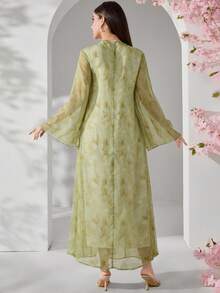 Elegant Romantic Floral Print Long Dress For Women, Everyday Wear - Multicolor - View 9