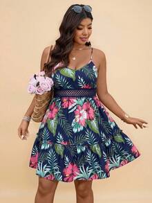 Travachic Plus Size Tropical Print Sleeveless Casual Dress, Summer Dresses - Multicolor - View 5
