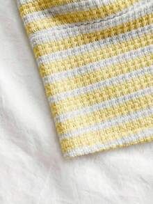 Soleia Women's Striped Twist Ruched Hollow-Out Fashionable Versatile Tube Top For Dates & Outings - Light Yellow - View 4