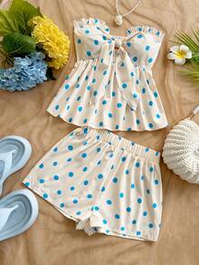 Soleia Bộ đồ 2 mảnh dành cho nữ gồm áo crop top không tay và quần short dáng suông in họa tiết kẻ sọc, thích hợp cho tiệc tùng, đi biển, du lịch. - Nhiều màu - Xem 6