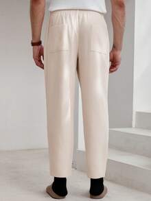 Manfinity Homme Men's Solid Color Drawstring Waist Pocket Tapered Casual Pants Beige Pants For Men Cream Joggers Men Men Drawstring Pants Men's Linen Bottoms Cream Pants Men Summeroutfit Mens Beige Pants Mens Textured Pants Mens Sweatpants Drawstring Lounge Pants Men Mens Cream Colored Pants Mens Casual Trousers Working Trousers Men Mens Relaxed Fit Pants Mens Summer Pants Pants For Men Casual Mens Regular Fit Pants Mens Draw-String Pants - Apricot - View 3