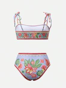 Swim Oasis 3件套女士印花系带比基尼泳衣套装 - 彩色 - 查看 10