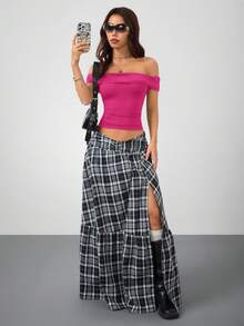 Coolane Women's Spring Summer Y2K Fashion Vintage 90s Fashion Music Festival Concert Party Stretchy Comfortable Ruched Black Fitted Off The Shoulder Pleated Tops Strapless Shirts Sexy Tops For Club Off Shoulder T Shirt Women Sexy Tops Cute Tube Top - Pink - View 6