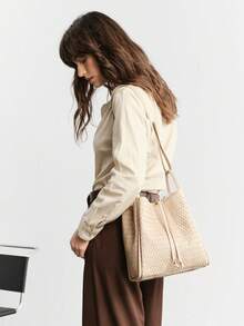 SHECARRY Women's Fashionable Versatile Shoulder Bag, Suitable For Daily Commute, Travel, Shopping, And Strolling - Apricot - View 9