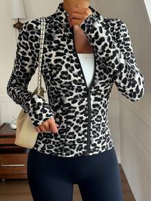 DAZY Sports Running Yoga Fitted Long Sleeve Jacket - Grey - View 4