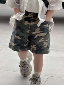 DAZY Toddler Boys' Washed Camouflage Print Denim Shorts - Army Green - View 3