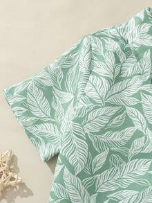 Souflis Souflis 2件套幼儿男童（4-7岁）法式夏季热带植物印花衬衫+纯绿色短裤，时尚休闲套装，适合度假、外出等多种场合。 - 彩色 - 查看 5