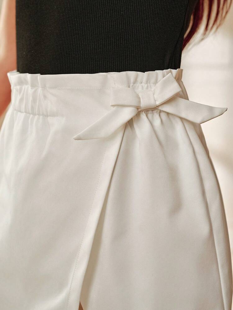 Girls' Casual White Layered Skirt Shorts, Spring/Summer