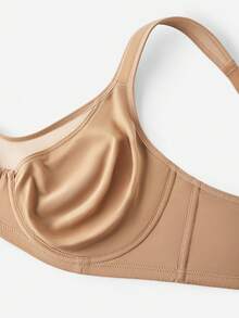 LUVLETTE Plus Woman Lingerie Full Coverage Support&Breathable Underwire Sexy Unlined Nude Mesh No-Show Seamless Invisible Minimizer Bra - Apricot - View 9