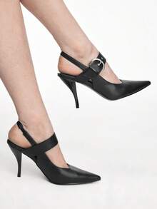 Mnmlis Scarpe eleganti da donna con punta affusolata e design con fibbia, tacco alto - nero - Visualizzare 9
