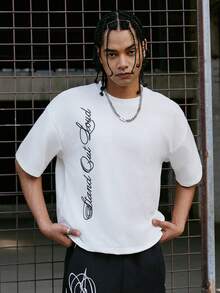 PAVTROS 男士休闲简约字母印花圆领短袖T恤 - 白色 - 查看 4