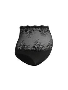 SHEIN 1 pieza Pantaleta de maternidad de encaje negro de cintura alta - Negro - Ver 3