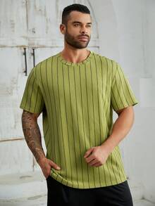 EASEVO Camiseta de manga corta ajustada para hombres de talla grande - Verde - Ver 4