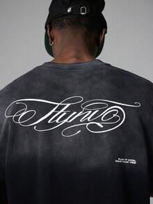 STYNVO Men's Casual Letter Print Washed Round Neck Short Sleeve T-Shirt, Summer - Black - View 5