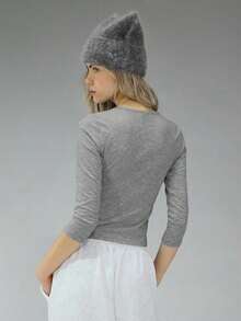 COUREZ Long Sleeve Jersey Top With Front Graphic Print /Y2K Long Sleeve Tops Going Out Tops Women Tops Winter Clothes For Women Blue Top Graphic Tees Women Cute Tops Summer Tops Summer Outfits - Grey - View 2