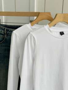 Tseoso 2件黑白休闲长袖修身长T恤套装，适合秋冬季 - 彩色 - 查看 6