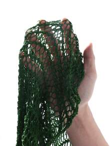 Manfinity Fever City 男士纯色圆领宽松镂空毛衣 - 軍綠色 - 查看 3