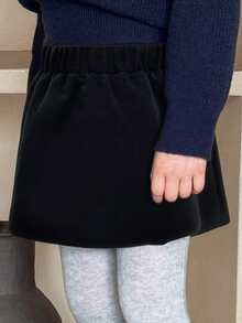 DAZY Young Girl Solid Color Casual Versatile Daily Wear Mini Skirt - Black - View 5