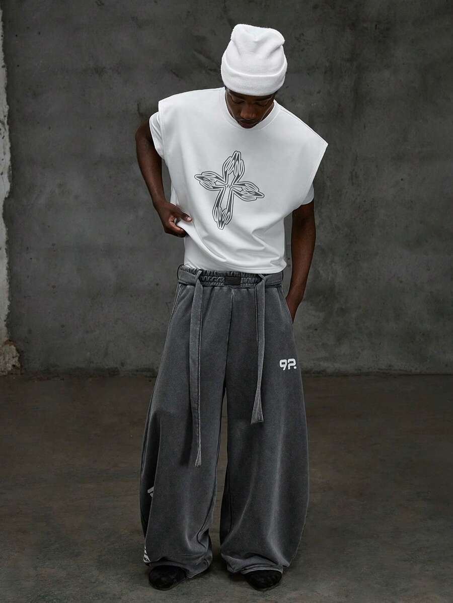 NEON BLANC 男士休閒寬鬆運動長褲，水洗圖案印花，適合春秋季、度假、父親節禮物、足球