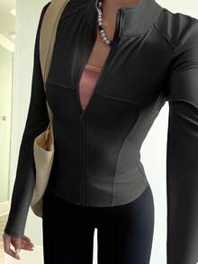 DAZY Women's Black Casual Outdoor Sports Jacket, Suitable For Workout, Holiday, Spring & Summer Y2k - Black - View 5