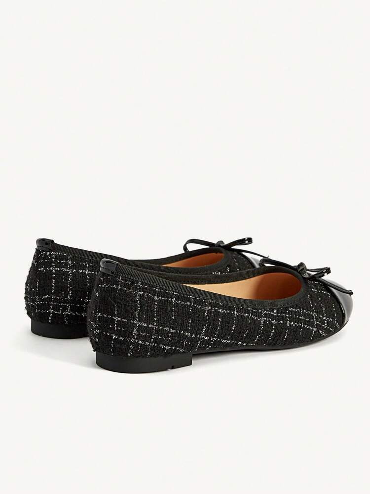 CUCCOO CHICEST Women Shoes Spring And Summer Comfortable And Easy To Wear Bow Round Toe Flat Heel Low Heel Fabric Splicing Solid Color Women's Flat Shoes Daily Commuter Dating