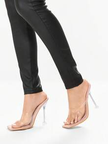 Glitzique 女士透气透明高跟派对性感一脚蹬高跟穆勒凉鞋夏季 - 無色 - 查看 7