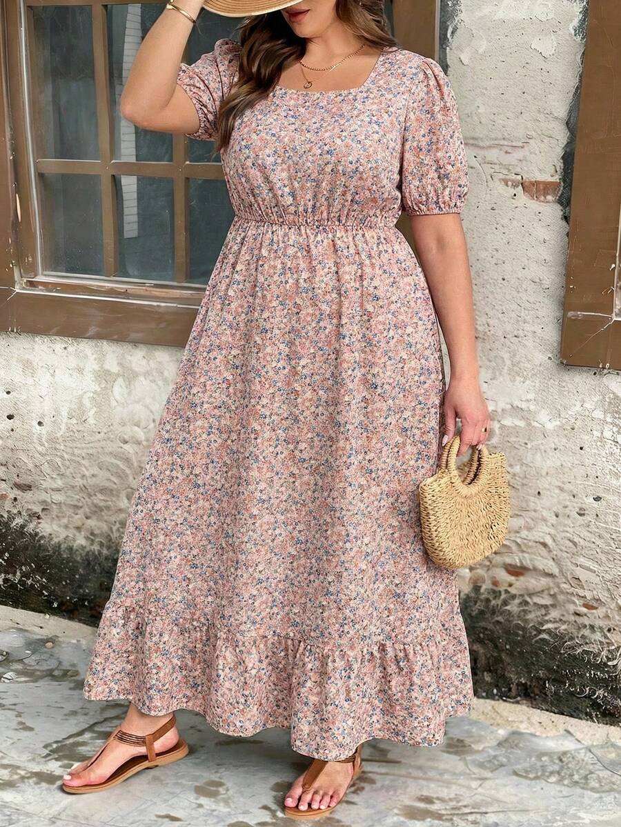 SHEIN Clasi Đầm hoa nhí dáng rộng, thường ngày, cỡ lớn - Nhiều màu - Xem 1