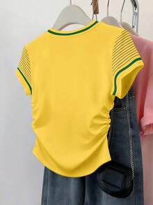 Resyla Bộ 3 áo thun nữ tay ngắn phối nhiều màu sắc, họa tiết quả anh đào và Brazil, có thắt eo. - Nhiều màu - Xem 10