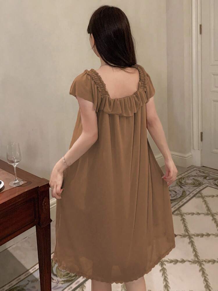 Lightweight Ruffled Mesh Dress, Sweet Summer Sleepwear For Women