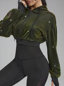 Innovista Women's Drop Shoulder Long Sleeve Zip Front Hooded Sports Jacket - Green - View 4