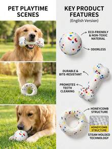 PETSIN 1 Quả bóng đồ chơi cho thú cưng - Đủ chắc chắn để chịu được lực cắn mà không làm vỡ hạt bỏng ngô. Chó có thể gặm xương và thưởng thức bánh rán. Đồ chơi cho thú cưng. - trắng - Xem 3