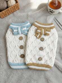 PETSIN 1件宠物毛衣，春秋季镂空针织毛衣，猫狗通用休闲服装 - 彩色 - 查看 4