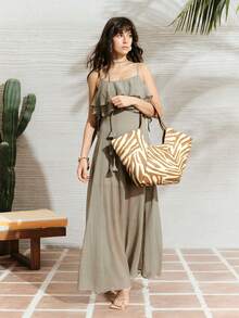 SHECARRY BOLSO DE TELA CON ESTAMPADO TOTAL PARA MUJER, ADECUADO PARA USO CASUAL Y DE VACACIONES - Multicolor - Ver 9