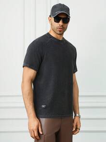 HUEFORM Men's Casual Retro Washed Waffle T-Shirt, Summer - Black - View 5