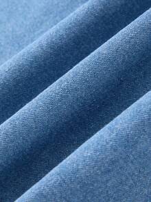 GlowEve Women's Patchwork Frill Trim Front Tie Sleeveless Denim Blouse - Blue - View 6