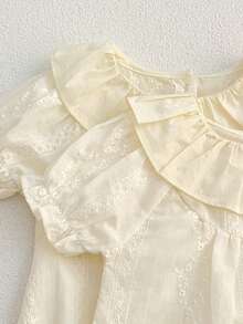 B016 夏季公主风可爱荷叶边领女婴/幼儿T恤 - 杏色 - 查看 3