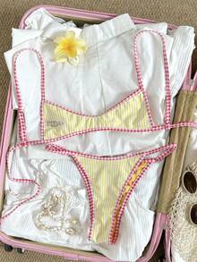 Swim Mod Women's Summer Beach Floral Print Halter Tie Sexy Bikini Swimwear Set - Multicolor - View 4