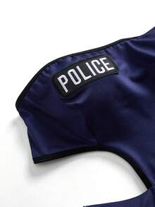 6pcs Fantasy Costume Set: Mesh Splice Tie, G-String, Sleeve Cuffs, Sexy Lingerie Set For Women - Navy Blue - View 7