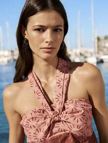 Nöista 这款印花双色粉色吊带上衣，正面饰有打结细节。适合春季、夏季、波西米亚风、节日等场合。 - 彩色 - 查看 6