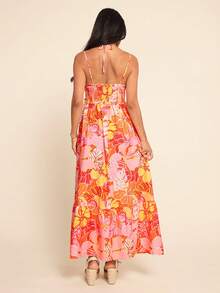 Coeurva Robe imprimée en mousseline pour femmes, idéale pour le printemps/été et les vacances - Orange - Voir 2
