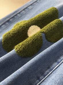 ROMWE MEN Men's Floral Embroidered Pocket Wide Leg Loose Casual Jeans - Blue - View 6