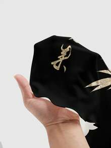 ROMWE Avant Sexy Dark Rock Music Festival Tiger Calligraphy Bamboo Print Dress For Women - Black - View 5