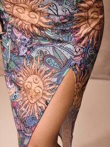 ROMWE PETITE Vacation Style Starry Sky Beach Skirt For Women - Multicolor - View 3