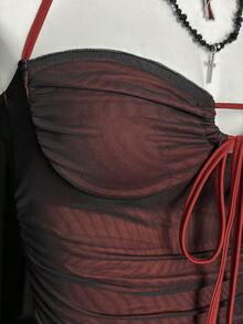 EgrlEra 女士性感复古深色紧身吊带连衣裙 - 彩色 - 查看 5