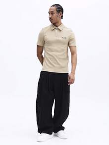 SUMWON Men's Ribbed Slim Fit Polo Shirt With Half Zip Collar And Short Sleeves Summer Casual Top - Brown - View 3