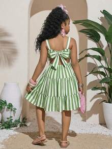 SHEIN Tween Girl Solid Color Ruffle Hem Casual Vacation Party Dress,Mothers Day Outfit,Graduation,Mommy And Me Matching Outfits - Multicolor - View 2