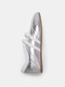 New Spring/ Fashion British Style Low Vamp Ballet Flats Lace-Up Casual Mary Jane Shoes [Run Small, Please Order According To Size Chart] Spring Shoes - Silver - View 6