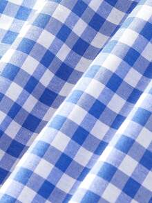 SHEIN MOD Women's Casual Plaid Backless Halter Midi Dress, Summer - Blue and White - View 6