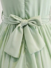 Tween Girl Luxurious Elegant Green Sleeveless Chiffon Fitted Dress, Suitable For Evening Party, Christmas, Halloween, Wedding, Prom, Vacation, Graduation Season And Other Occasions - Mint Green - View 6