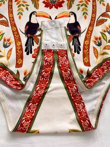 Soleia 新款女士度假针织印花不对称肩部蝴蝶结连体衣 - 彩色 - 查看 4